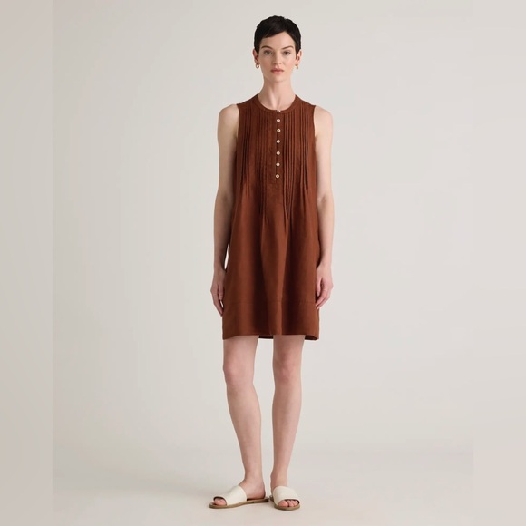 Quince Dresses & Skirts - NWT Quince 100% European Linen Sleeveless Swing Dress in Chocolate